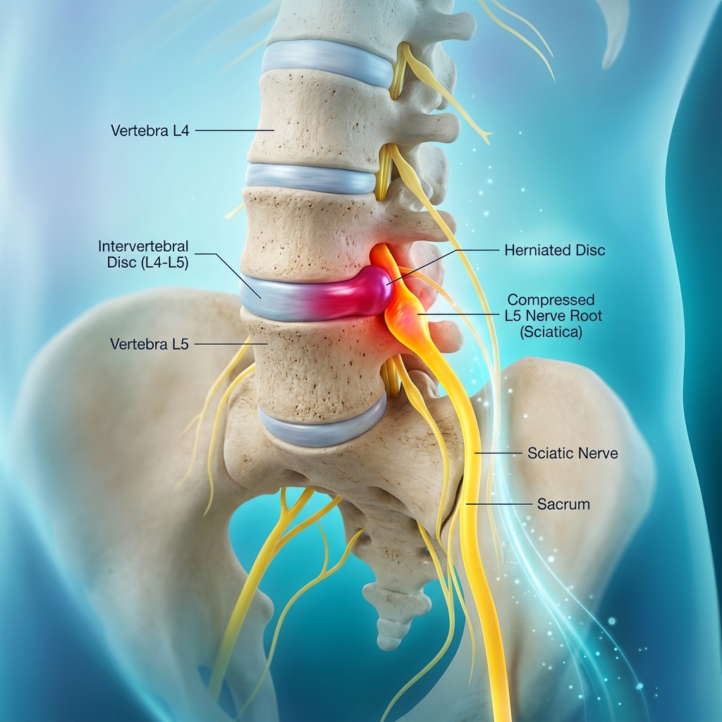Herniated Disc and Sciatica Treatment Illustration