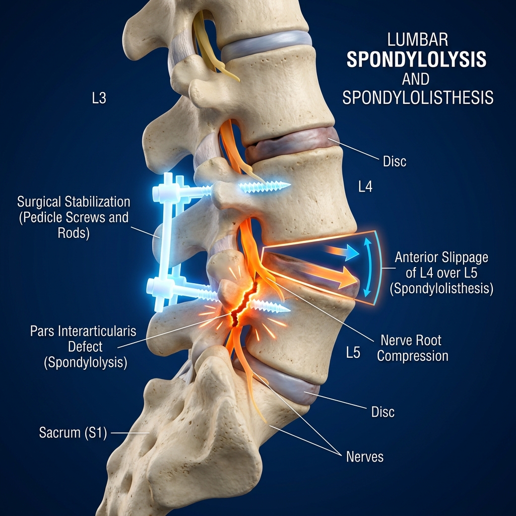 Spondylolysis and Spondylolisthesis Care Illustration
